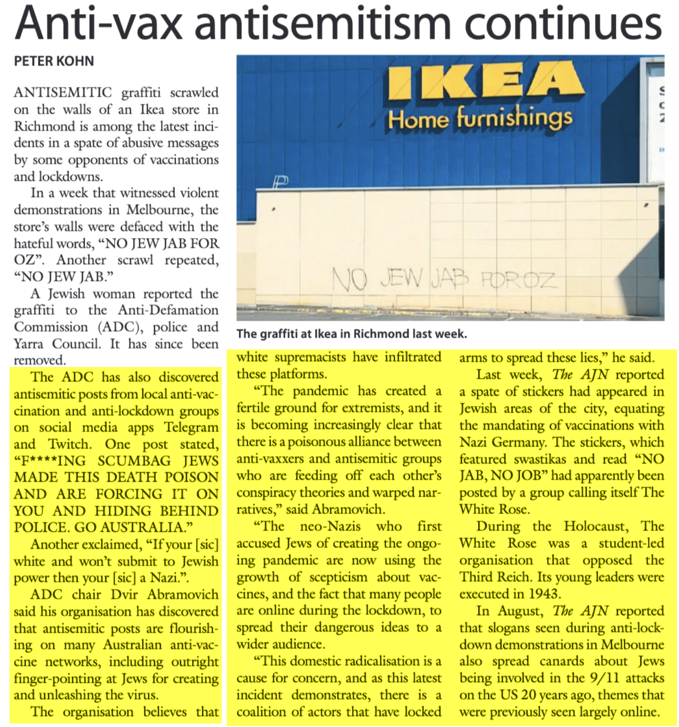 Anti-vaxx antisemitism in Australia surging