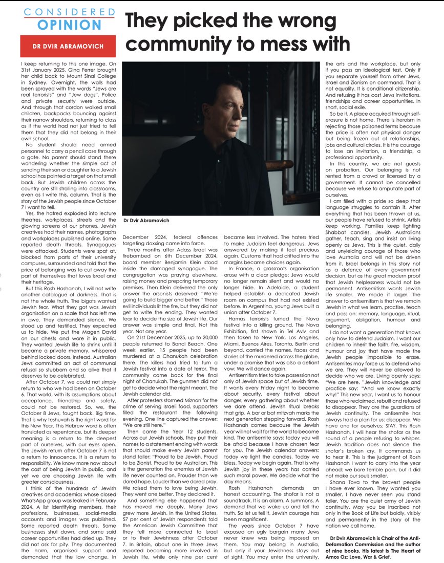 The column as it appeared in print in The Jewish Report.