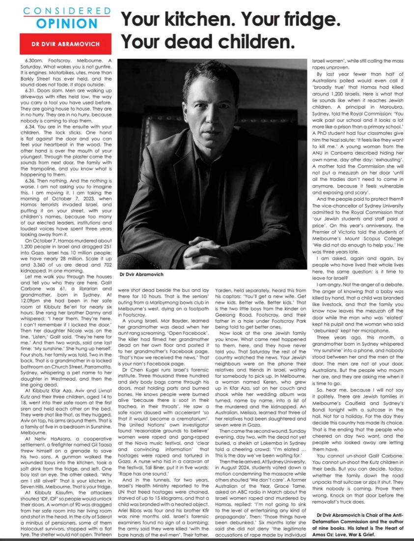 The column as it appeared in print in The Jewish Report.
